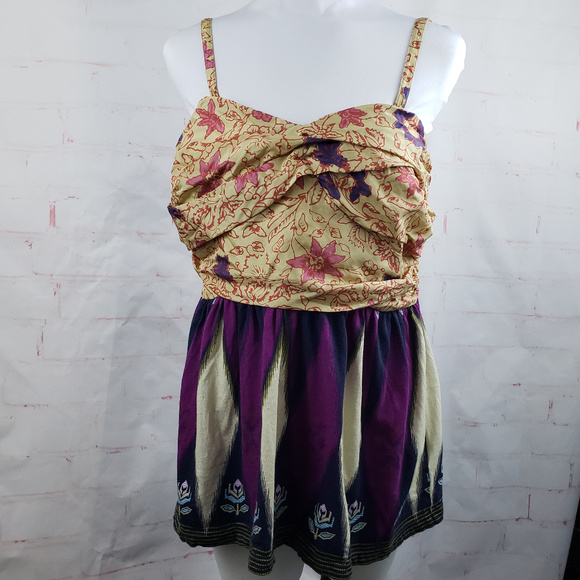 Anthropologie Tops - Deletta Anthro mixed print twist & flow silk cami